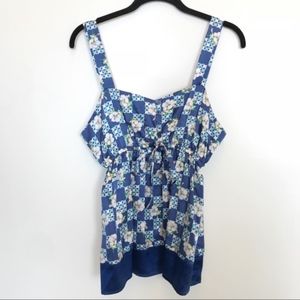 Yumi Kim | Blue Floral Silk Tie Top